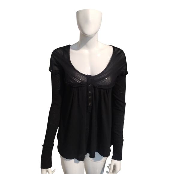 We the Free Down Under Womens size XS Oversized Grungecore Distressed Henley Top - Picture 4 of 12